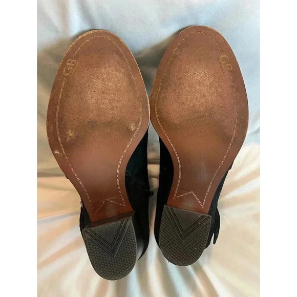 Gianni Bini Black Suede Leather Buckle Ankle Boot Women’s Bootie 10 - Picture 5 of 6